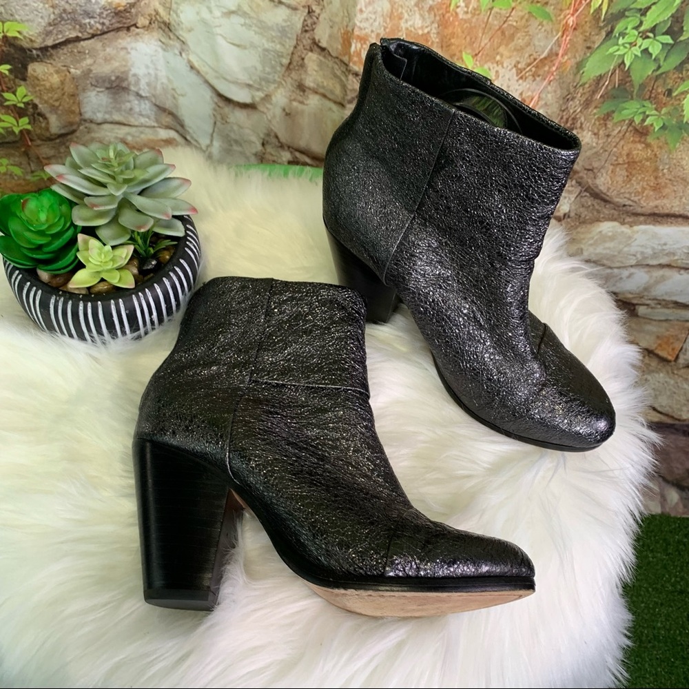 RAG & BONE Classic Italian Newbury Crinkle Lambskin Leather Booties, 38.5 - Picture 7 of 16